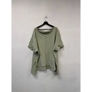 We The Free Shirt Womens‎ Medium Green Tunic Puff Sleeve Boat Neck Oversized Top